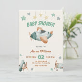 Invitation Baby shower d'avion (Debout devant)