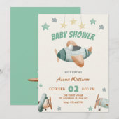 Invitation Baby shower d'avion (Devant / Derrière)