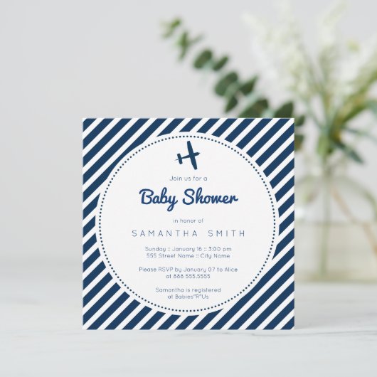 Invitation Baby shower d'avion (Debout devant)