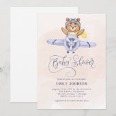 Invitation Baby shower d'avion aquarelle (Devant / Derrière)
