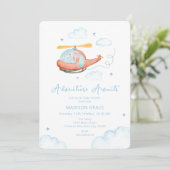 Invitation Baby shower d'avion bleu bleu Eléphant (Debout devant)