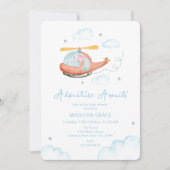 Invitation Baby shower d'avion bleu bleu Eléphant (Devant)