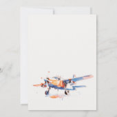 Invitation Baby shower d'avion bleu orange chic (Dos)