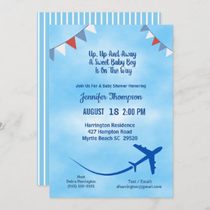 Invitation Baby shower d'avion Blue Boy's