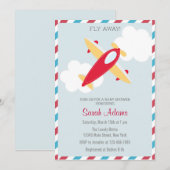 Invitation Baby shower d'avion Blue Red (Devant / Derrière)