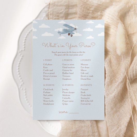 Invitation Baby shower d'avion Ce qui est dans votre jeu de s
