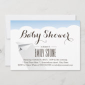 Invitation Baby shower d'avion en papier volant simple (Devant)