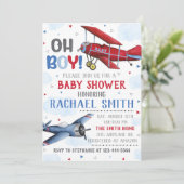 Invitation Baby shower d'avion Invitation, Baby shower garçon (Debout devant)