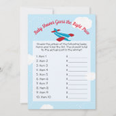 Invitation Baby shower d'avion mignon Devinez juste prix jeu (Devant)
