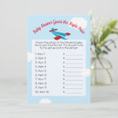 Invitation Baby shower d'avion mignon Devinez juste prix jeu (Debout devant)