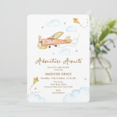 Invitation Baby shower d'avion neutre Vintage Aviator (Debout devant)