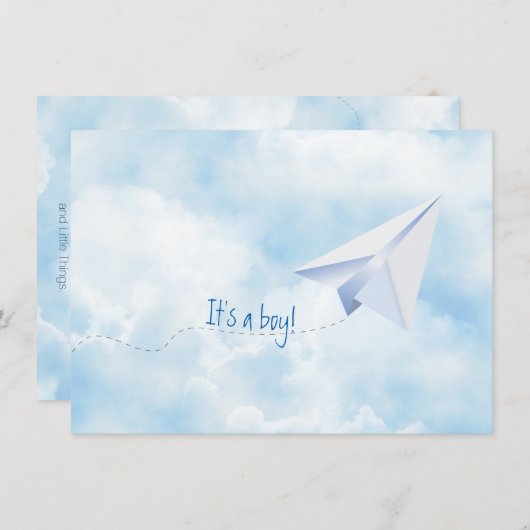 Invitation Baby shower d'avion papier (Devant / Derrière)