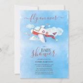 Invitation Baby shower d'avion Sweet Watercolor (Devant)