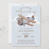 Invitation Baby shower d'avion Time Flies (Devant)