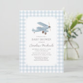 Invitation Baby shower d'avion Vintage voyage (Debout devant)