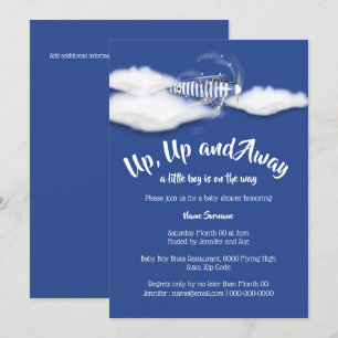 Invitation baby shower d'avion Voyage boys blue