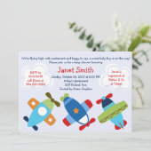 Invitation Baby shower d'avions volants (Debout devant)