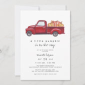 Invitation Baby shower d'Citrouille d'automne du camion rouge (Devant)