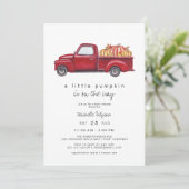 Invitation Baby shower d'Citrouille d'automne du camion rouge (Debout devant)
