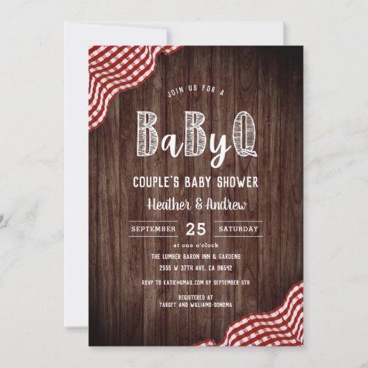 Invitation Baby shower de Babyq Jardin BBQ Couple (Devant)