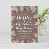 Invitation Baby shower de baies de fraises chocolat (Debout devant)