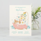 Invitation Baby shower de bain à bulle Kitty Cat (Debout devant)