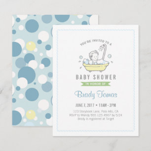 Invitation Baby shower de bain Bubble garçon