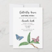 Invitation Baby shower de baisers à papillon tropical (Devant)
