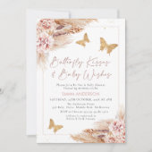 Invitation Baby shower de baisers floraux Boho rose (Devant)