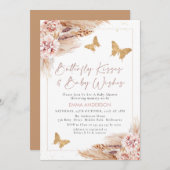 Invitation Baby shower de baisers floraux Boho rose (Devant / Derrière)