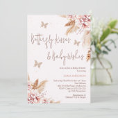 Invitation Baby shower de baisers floraux Boho rose (Debout devant)
