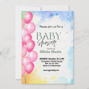 Invitation Baby shower de balais rose