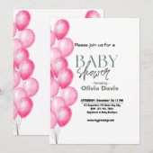 Invitation Baby shower de balais rose (Devant / Derrière)