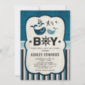 Invitation Baby shower de baleine Ahoy C'est un ga (Devant)