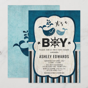 Invitation Baby shower de baleine Ahoy C'est un ga