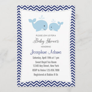 Invitation Baby shower de baleine Bleu de la marin
