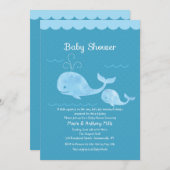 Invitation Baby shower de baleine bleue (Devant / Derrière)