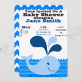Invitation Baby shower de baleine (Garçon) (Devant / Derrière)