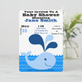 Invitation Baby shower de baleine (Garçon) (Debout devant)