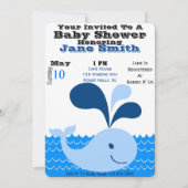 Invitation Baby shower de baleine (Garçon) (Devant)