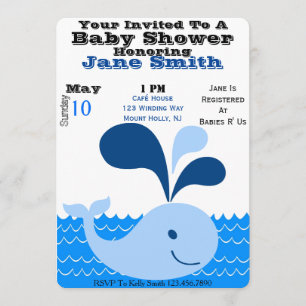 Invitation Baby shower de baleine (Garçon)