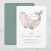 Invitation Baby shower de baleine mignonne (Devant / Derrière)