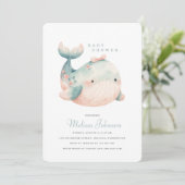 Invitation Baby shower de baleine mignonne (Debout devant)