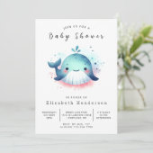 Invitation Baby shower de baleine numérique unique (Debout devant)