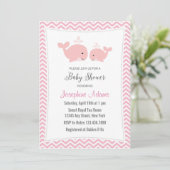 Invitation Baby shower de baleine rose (Debout devant)