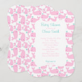 Invitation Baby shower de baleine rose (Devant / Derrière)