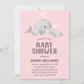 Invitation Baby shower de baleine rose mignonne -  (Devant)
