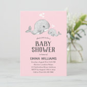 Invitation Baby shower de baleine rose mignonne -  (Debout devant)