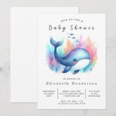 Invitation Baby shower de baleine sur mesure gracieux (Devant / Derrière)