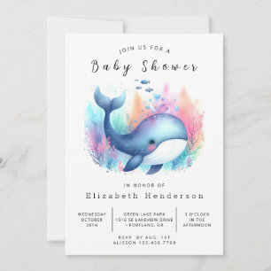 Invitation Baby shower de baleine sur mesure gracieux